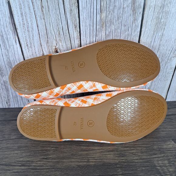 Vivaia Claire Round Toe Ballet Flats Women’s Sz 10.5 EU42 Citrus Orange Gingham - Picture 8 of 8